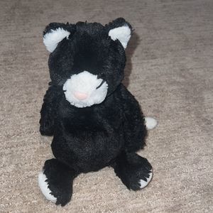 Jellycat Bashful Black and White Cat Stuffed Animal, Medium, 12 inches Like New